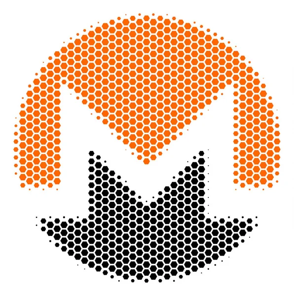 Hexágono Halftone Monero Moeda Ícone — Vetor de Stock