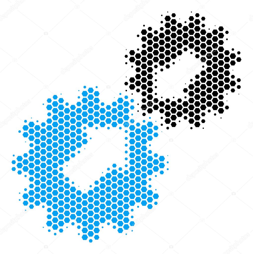 Hexagon Halftone Integration Icon