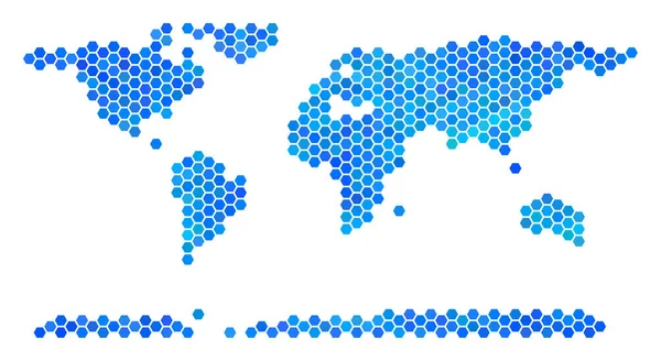 Μπλε εξάγωνο Παγκόσμιος Χάρτης ηπείρου — Φωτογραφία Αρχείου
