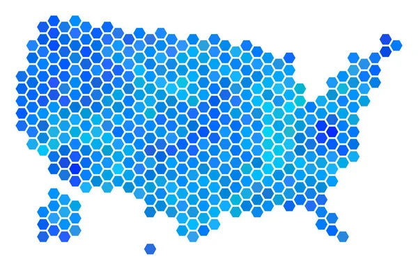 Blauwe zeshoek Usa met Alaska kaart — Stockfoto
