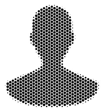 Altıgen yarı ton kişi simgesi