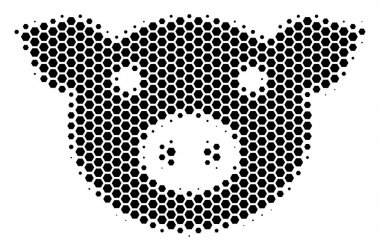 Altıgen yarı ton domuz kafa simgesi