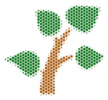 Altıgen yarı ton bitki ağaç simgesiyle