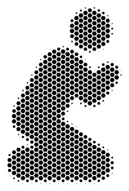 Altıgen yarı ton dua kişi simgesi