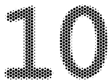 Altıgen yarı ton on basamak metin simgesini