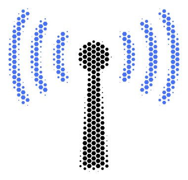 Altıgen yarı ton Wi-Fi istasyonu simgesi