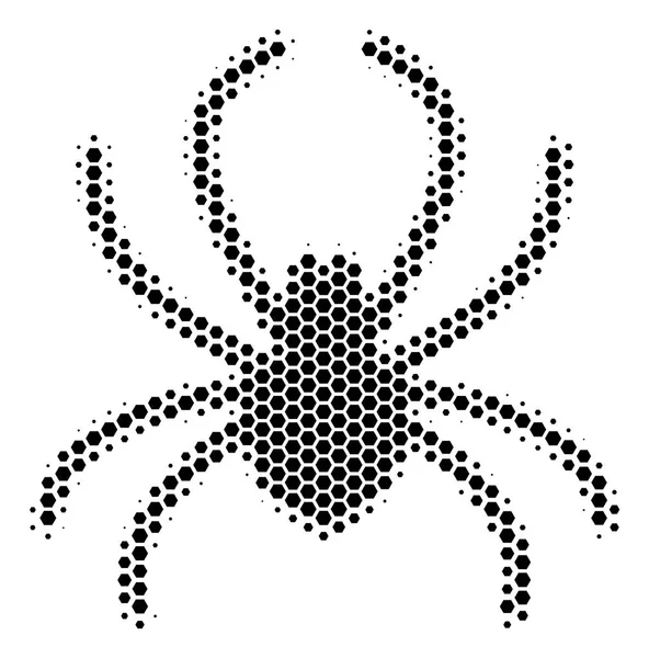 Hexagon Halftone Spider Icon — Stock Vector