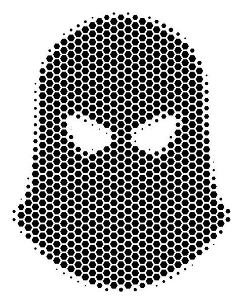 Hexagon Halftone Terrorist Balaklava Icon — Stock Vector