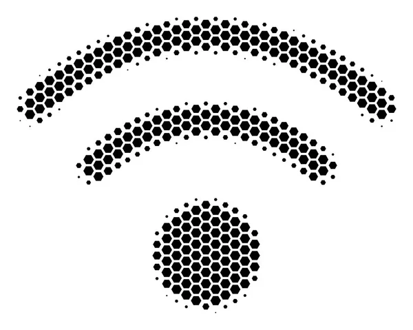 Šestiúhelník polotónů Wi-Fi ikonu — Stockový vektor