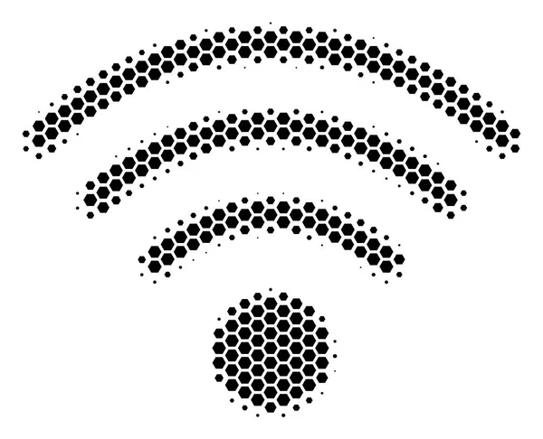 Hexagon Halftone Wi-Fi Source Icon — Stock Vector