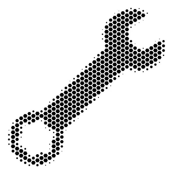 Hexagon Halftone Wrench Icon — Stock Vector