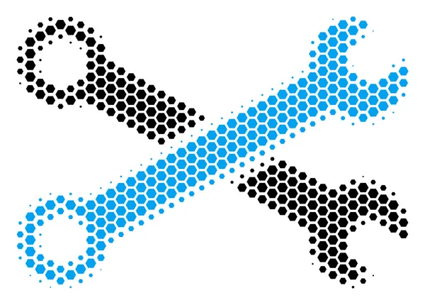 Hexagon halvton skiftnycklar ikonen — Stock vektor