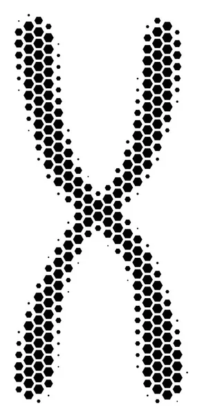 Hexágono Icono Cromosoma Semitono — Vector de stock