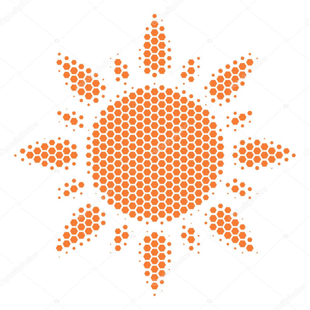 Hexagon Halftone Sun Icon