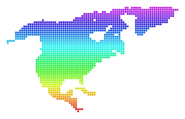 Carte de l'Amérique du Nord à pois lumineux — Image vectorielle