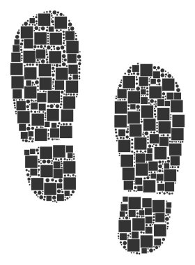 Önyükleme ayak izleri mozaik kareler ve daireler