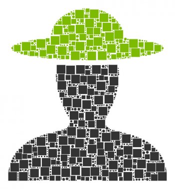 Çiftçi kişi mozaik kareler ve daireler