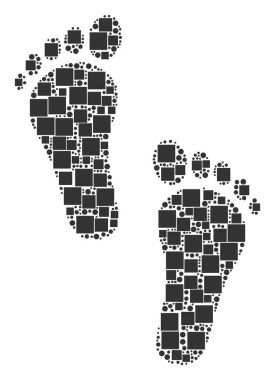 İnsan adımları kolaj kareler ve daireler