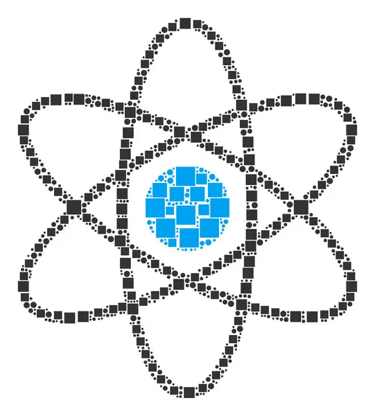 Atom Collage av fyrkanter och cirklar — Stock vektor