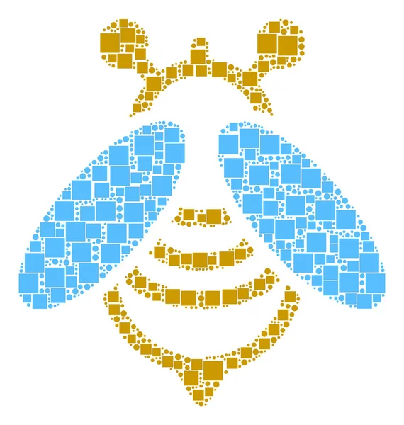 Bee mozaika čtverce a kruhy — Stockový vektor