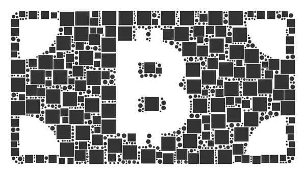 Bitcoin nakit banknot mozaik kareler ve daireler
