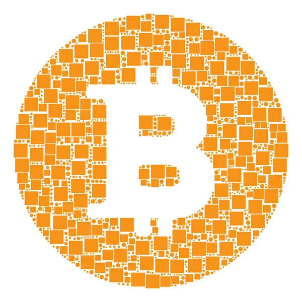 Bitcoin-Collage aus Quadraten und Kreisen — Stockvektor