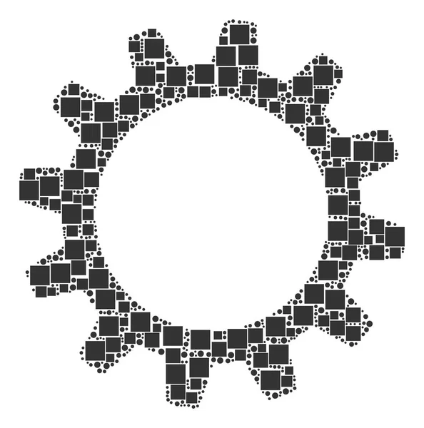 Kugghjulet Collage av fyrkanter och cirklar — Stock vektor