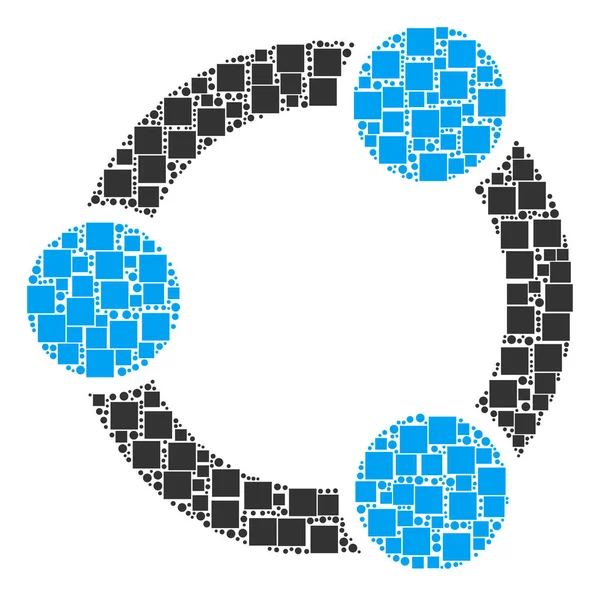 Mosaico de cooperación de cuadrados y círculos — Archivo Imágenes Vectoriales