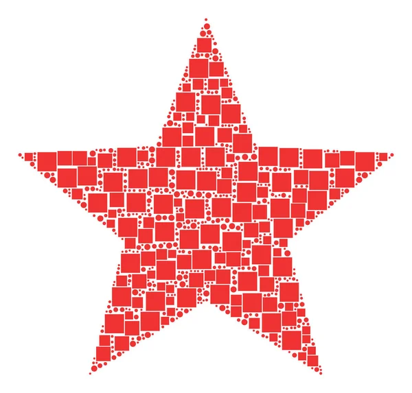 Pirotecnia Estrella Mosaico de Plazas y Círculos — Vector de stock