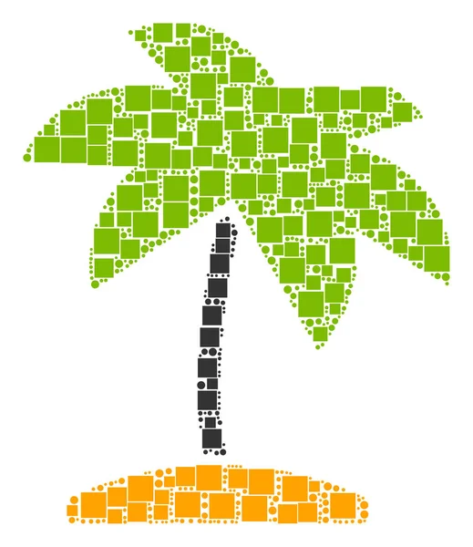 海岛热带棕榈拼贴画正方形和圈子 — 图库矢量图片