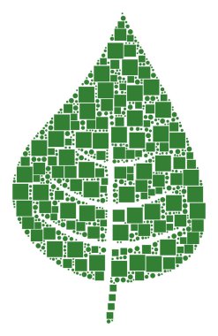 Bitki yaprak kolaj kareler ve daireler