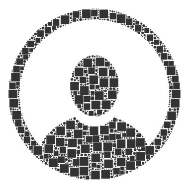 Yuvarlak kullanıcı portre kolaj kareler ve daireler