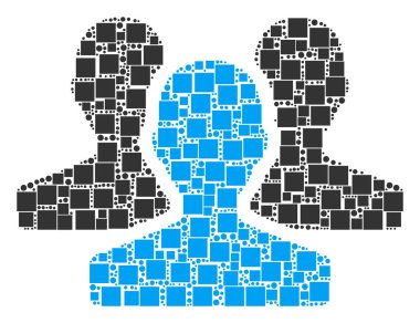 Kullanıcılar mozaik kareler ve daireler