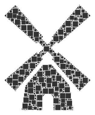 Rüzgar değirmeni kolaj kareler ve daireler