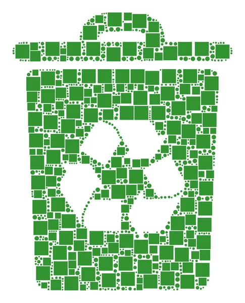 Recyclingbehälter Zusammensetzung von Quadraten und Kreisen — Stockvektor