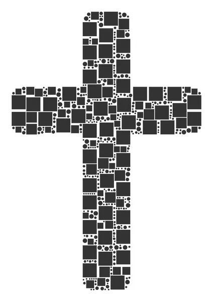Религиозный крест коллаж квадратов и кругов — стоковый вектор