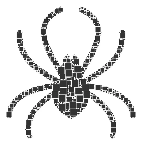 Mosaïque d'araignée de carrés et de cercles — Image vectorielle