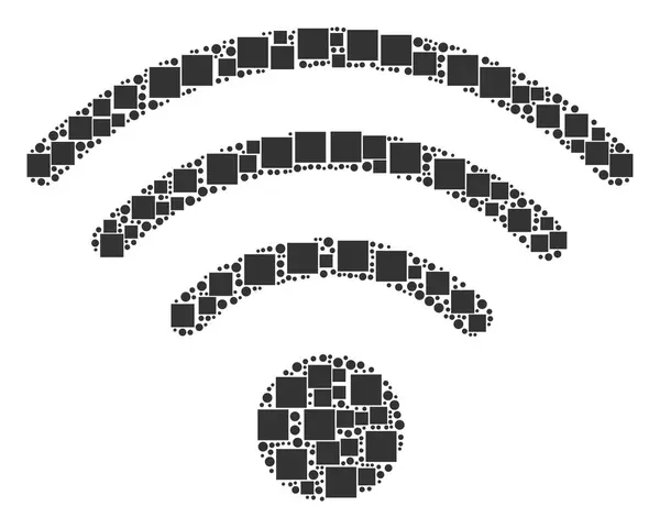 Wi-Fi kaynak mozaik kareler ve daireler — Stok Vektör