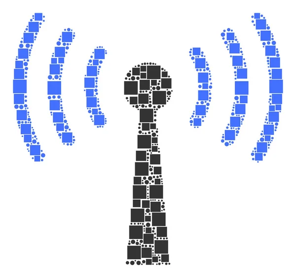 Wi-Fi stanice koláž čtverce a kruhy — Stockový vektor