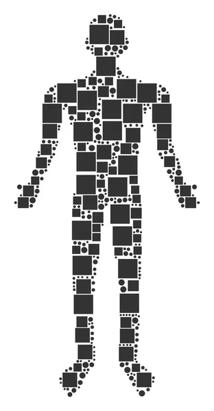 Composition humaine des carrés et des cercles — Image vectorielle