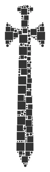 Középkori kard kollázs négyzetek, körök — Stock Vector