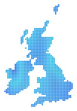 Büyük Britanya ve İrlanda harita mavi noktalı