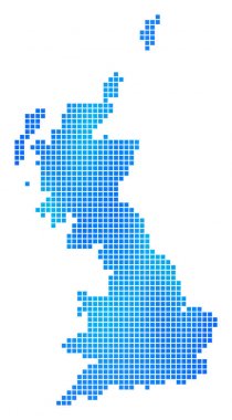 Mavi noktalı Büyük Britanya harita