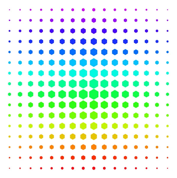 Filled Hexagon Shape halftone Spectrum grid — Stock Vector
