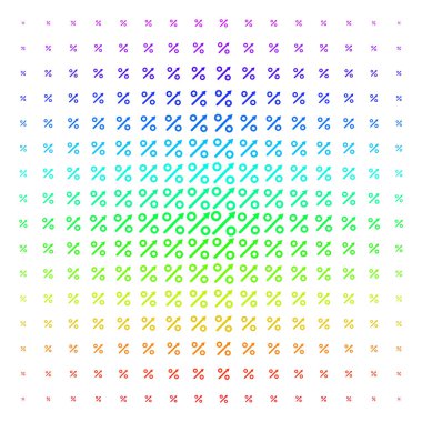 Yüzde simgesi yarı ton spektrum etkisi büyüyen