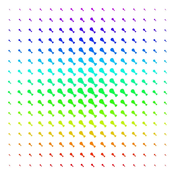 Gebratene Hähnchenkeule in Form eines Halbton-Spektralmusters — Stockvektor