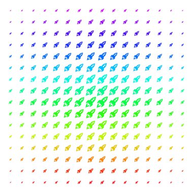 Uzay Roket fırlatma simgesi yarı ton spektrum etkisi