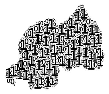 Ruanda Haritası mozaik ikili basamak