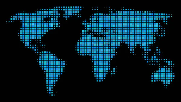 Blue Halftone World Map — Stock Vector