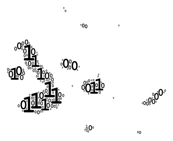 Mapa de Islas Galápagos Collage de dígitos binarios — Vector de stock